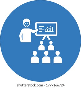 Analytics, presentation icon / blue color