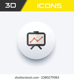 Analytics presentation icon, Presentation board 3D icon editable file