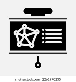 Analytics presentation icon in solid style, use for website mobile app presentation