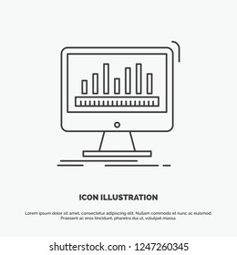 analytics, processing, dashboard, data, stats Icon. Line vector gray symbol for UI and UX, website or mobile application