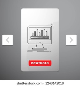 analytics, processing, dashboard, data, stats Line Icon in Carousal Pagination Slider Design & Red Download Button