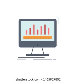 analytics, processing, dashboard, data, stats Flat Color Icon Vector. Vector Icon Template background