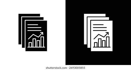 Analytics report icon. The black silhouette vector