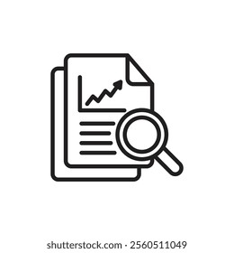 Analytics report icon Flat art in black and white isolated