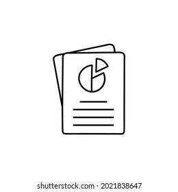 Analytics report icon in flat black line style, isolated on white background 