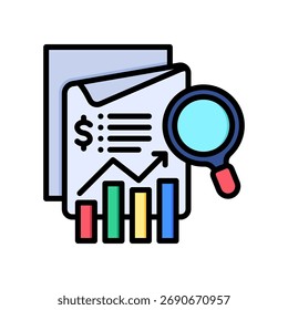 Ícone do Relatório de Análise Ilustração do Vetor de Cores Lineares