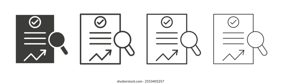 Analytics report icons collection. vector set in black color