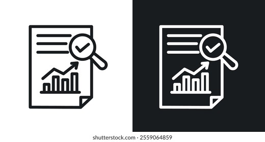 Analytics report icons. vector set in black colors