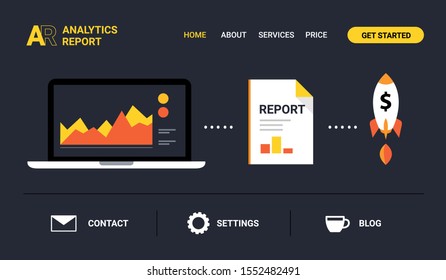 Analytics Report Landing page. Infographic for website