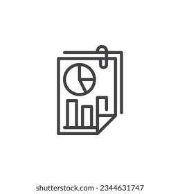 Icono de línea de informe de análisis. Signo de estilo lineal de documento financiero para concepto móvil y diseño web. Icono de vector de esquema de informe de estadísticas. Símbolo, ilustración del logotipo. Gráficos vectoriales