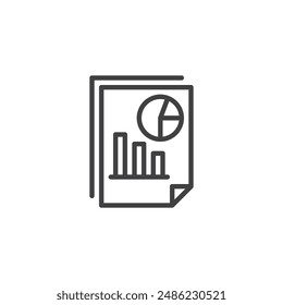 Analytics Report line icon. linear style sign for mobile concept and web design. Report document with chart and graph outline vector icon. Symbol, logo illustration. Vector graphics