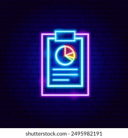Analytics Report Neon Sign. Vector Illustration of Data Symbol.
