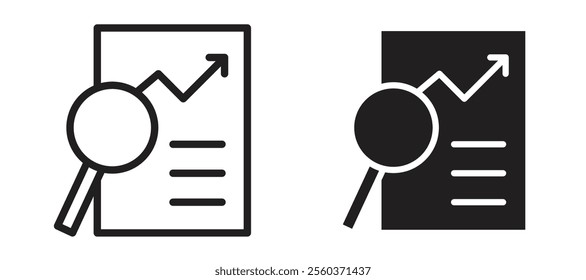 Analytics report vector icon set in black color.