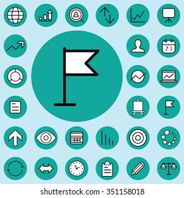 analytics, research outline, thin, flat, digital icon set for web and mobile