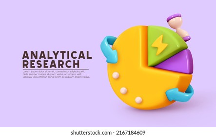 Analytics research profit and profitability. Potential business concept share pie chart infographic. Payment and income installations. Realistic 3d design with graph element. vector illustration