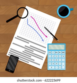 Analytics result chart, vector economy research information illustration