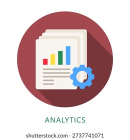 Analytics Rounded Flat Color Icon, Mini Illustration For Modern Concept, Ui, Ux Web And App Development. Related To Seo And Online Marketing.