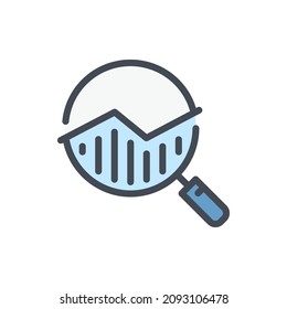 Analytics search color line icon. Magnifier glass with statistics chart vector outline colorful sign.