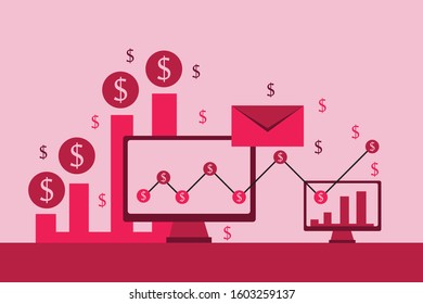 Analytics search information with message and pink background