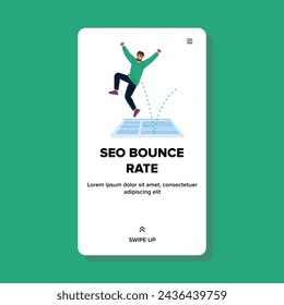 analytics seo bounce rate vector. website concept, png search, page exit analytics seo bounce rate web flat cartoon illustration