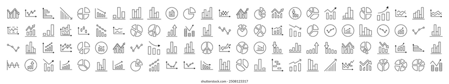 Analytics Set of Related Line Icons. Editable Stroke for Design, Web Sites, Apps, Cards. Contains Linear Images of Progress, Business, Growth