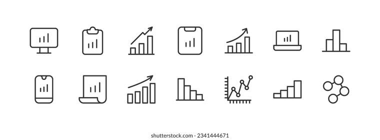 analytics set vector line icons. Thin line design elements. Collection of editable stroke icons