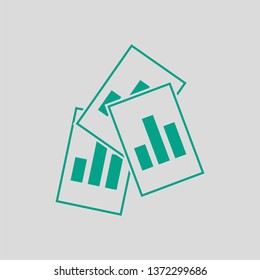Analytics Sheets Icon. Green on Gray Background. Vector Illustration.