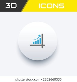 Analytics showing growing icon in blue grey background, 3D info graphics icon, editable source file