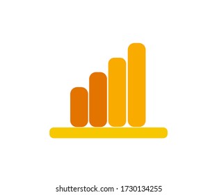 Analytics sign in yellow and orange colors.  Symbol of growth in digital marketing.