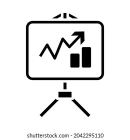 Analytics Stand Icon. Black Stencil Design. Vector Illustration.