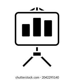 Analytics Stand Icon. Black Stencil Design. Vector Illustration.
