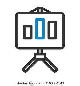 Analytics Stand Icon. Editable Bold Outline With Color Fill Design. Vector Illustration.
