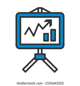 Analytics Stand Icon. Editable Bold Outline With Color Fill Design. Vector Illustration.