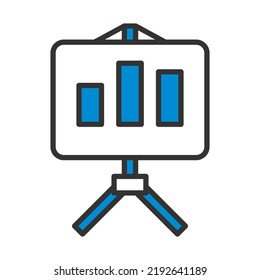 Analytics Stand Icon. Editable Bold Outline With Color Fill Design. Vector Illustration.