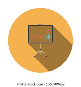 Analytics stand icon. Flat color design. Vector illustration.