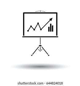 Analytics stand icon. White background with shadow design. Vector illustration.