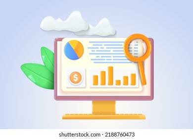 analytics and statistics, project data, outcome planning, 3d render vector illustration