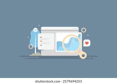 Analytics tracking code fetching data from the website, Analytics tracking code integrated with website and app, Analytics data reporting - vector illustration background with icons