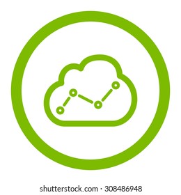 Analytics vector icon. This flat rounded symbol uses eco green color and isolated on a white background.