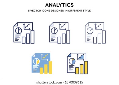 Analytics vector icons set designed in different style