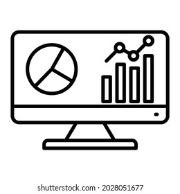 Analytics Vector Outline Icon Isolated On White Background
