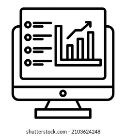 Analytics Vector Outline Icon Isolated On White Background

