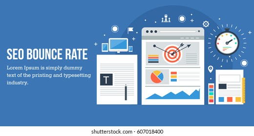 Analytics Of Website Bounce Rate, Web Traffic, Search Optimization Report Flat Vector Concept