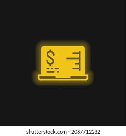 Icono de neón amarillo brillante de análisis
