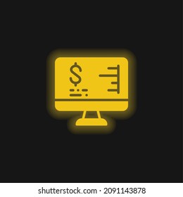 Icono de neón amarillo brillante de análisis