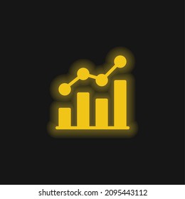 Icono de neón amarillo brillante de análisis