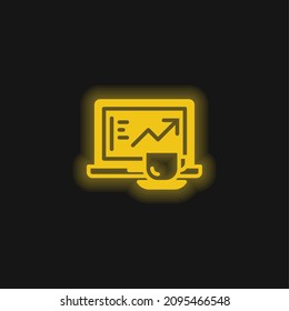 Analytics yellow glowing neon icon