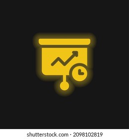 Icono de neón amarillo brillante de análisis