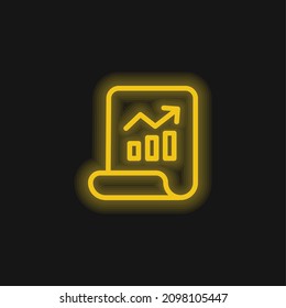 Icono de neón amarillo brillante de análisis