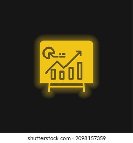 Analytics yellow glowing neon icon